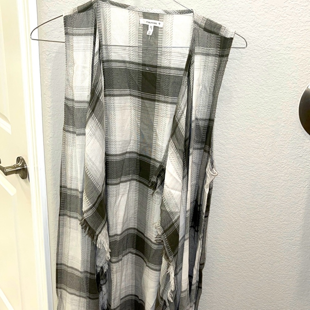 Maurices Plaid Long Vest